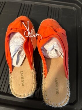 Old Navy coral Canvas Espadrille Mule Slides